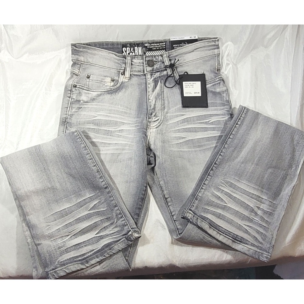 Spark Men's Premium Denim Studio Collection Stretch Flare Jeans - Gray - 29/36